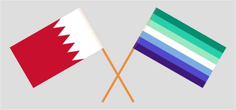 Crossed And Waving Flags Of Bahrain Lesbian Vector Image