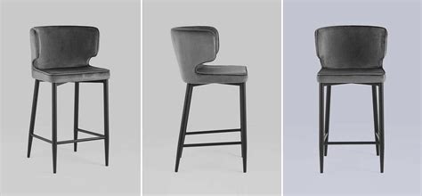 Стул Полубарный Chair посадка 65 см Серый Велюр по цене 17 990 руб ...