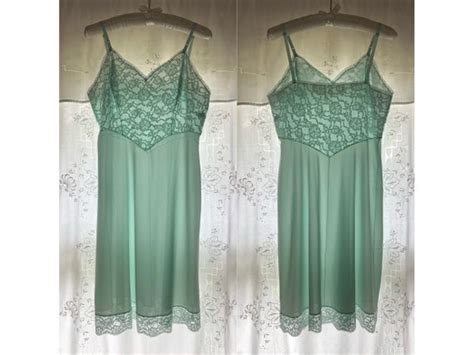 Vintage Lingerie Vintage Full Slip Mint Green Slip Va Gem