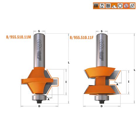 CMT-SHOP - Набор из двух фрез шип-паз для мебельной обвязки