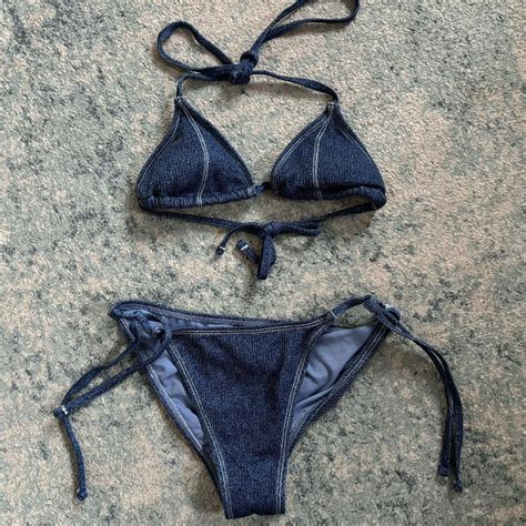 Faux Denim Bikini ON HOLD Barely Worn Clean Depop