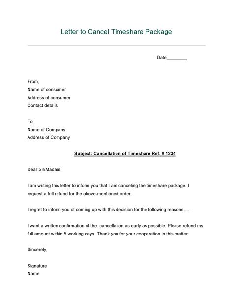 Canceling A Timeshare Contract Letter Templates Free Printab