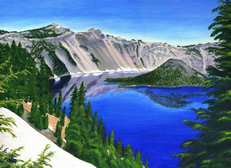 Crater Lake Oregon Painting By Colleen Ward