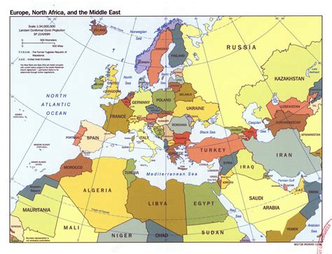 Political map of Europe, North Africa and the Middle East - 2000 ...