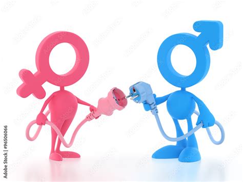 Toy Electric Sex Male And Female Cartoon Couple Connecting To Each Other By Electric Plugs D
