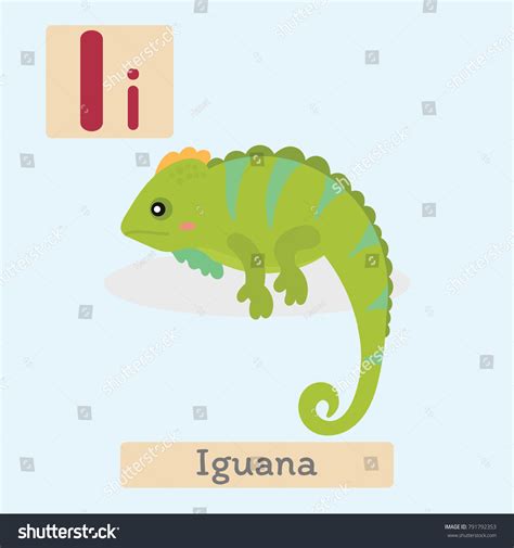 Cute Animal Alphabet Letter Cute Iguana Stock Vector (Royalty Free ...