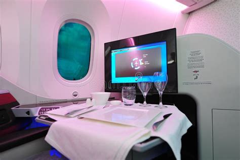 Business Class Seat Inflight Entertainment System Onboard Qatar Airways Boeing 787 8 Dreamliner