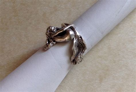 Solid Sterling Silver Nude Mermaid Lady Woman Ring Unique Etsy