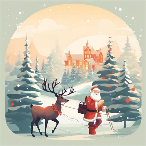 Premium Ai Image Merry Christmas Sant Detailed Illustration With Deer