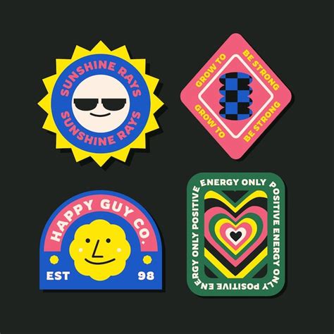 Free Vector Flat Design Retro Sticker Collection