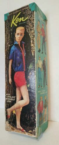 Rare Bendable Leg Ken Doll With Box Vintage Brunette