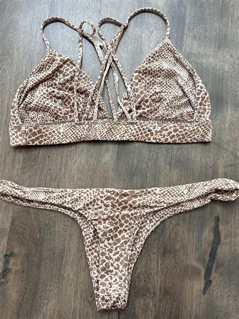 Piece Bikini Set Top And Bottoms Tan And Brown Depop