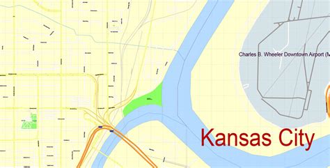 Map Kansas City Metro Area Pdf Editable Vector City Plan 100 M Scale