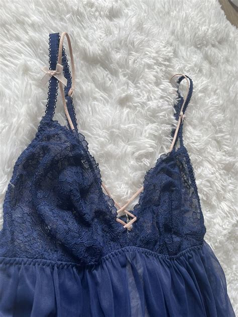 Victoria Secret Babydoll Sz Med Open Back Lingerie Se Gem