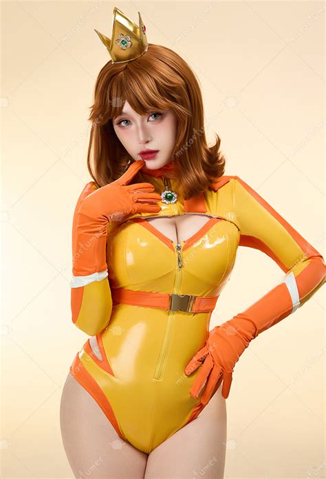 Women Princess Daisy Derivative Sexy Lingerie Set Costume Racing Suit Striped Cutout Bodysuit