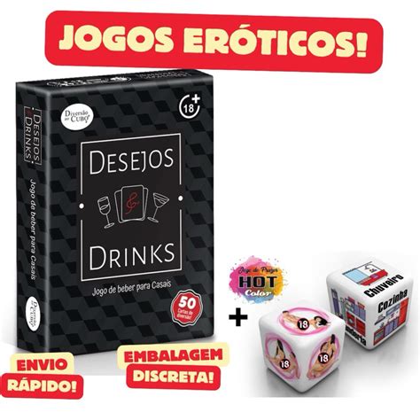 Kit Jogo Erótico de Cartas Desejos e Drinks Faz ou Bebe Baralho Casal Dados Hot Color Posições