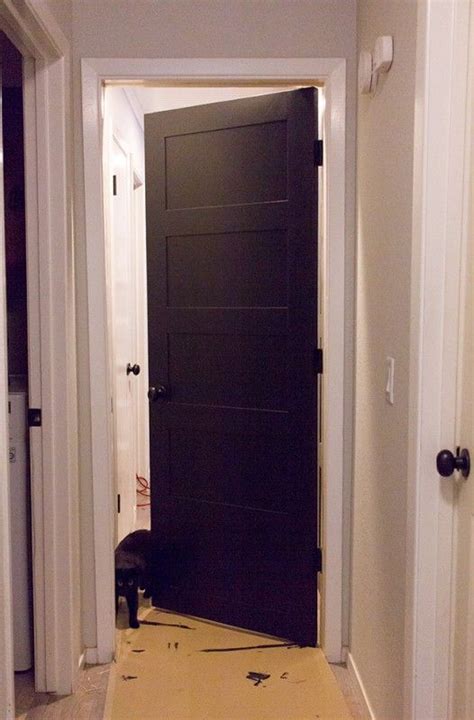 Remodelaholic 5 Panel Door From A Flat Hollow Core Door Door Makeover Diy Door Makeover