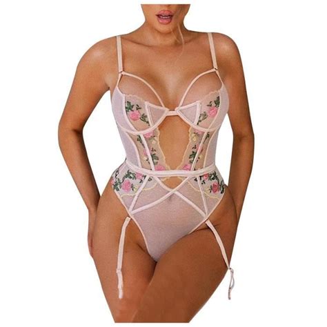 Mesdames mode lingerie sexy broderie couture dentelle sous vêtements une pièce l20140 Blanche