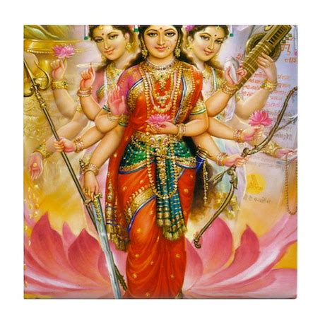 Tridevi_Hindu_Three_Goddesses_Stadium Tile Coaster by Admin_CP28331633