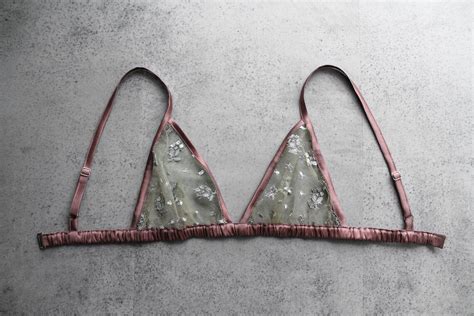 Sheer Lace Bralette Silk Satin And French Lace Bra Transparent Lingerie Rhiannon Features Sheer