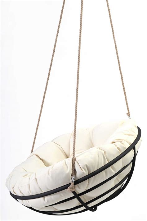 Hanging Papasan Chair Black White