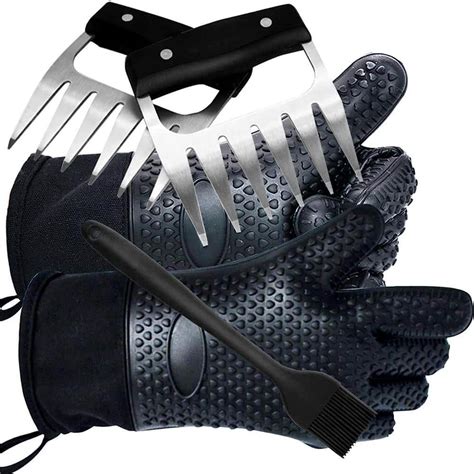 Cubilan Silicone Grill and Cooking Grilling Gloves Plus Pork Shredder ...