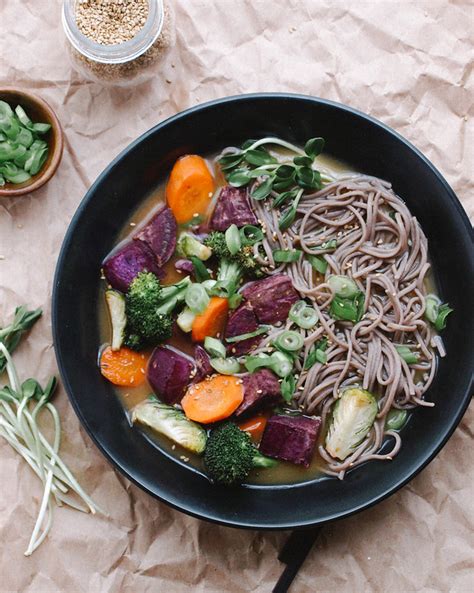 Naraya Cooking Health Recipe Roasted Vegetable Miso Soup Soba Noodles