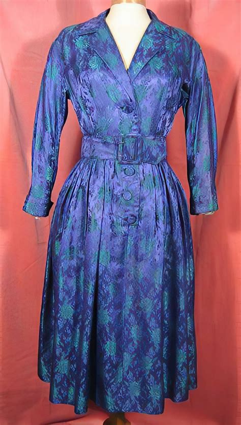 1950s Shirtwaist Dress Cotton Chinoiserie Est Gem