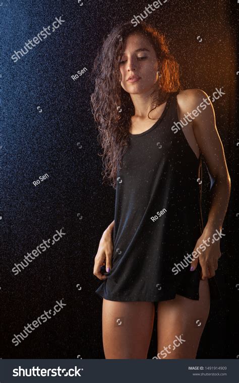 Sexy Wet Brunette Black Sports Bikini Stock Photo Shutterstock
