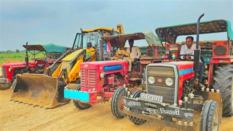 JCB 3DX Eco Backhoe Loading Feild Mud Mahindra 275 Tractor Massey