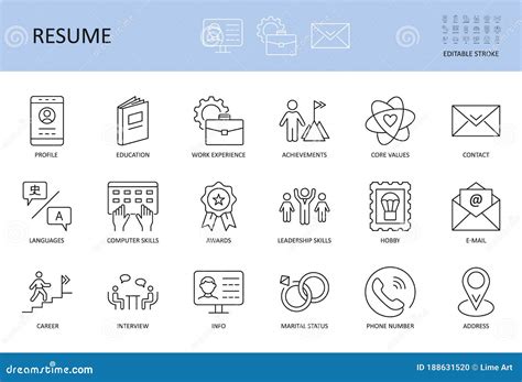 Resume Icons PDF DOC Vector Illustration | CartoonDealer.com #121312262