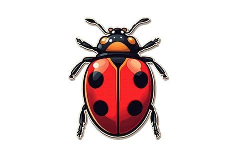Premium Ai Image Ladybug Sticker On White Background Generative Ai