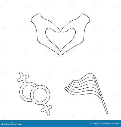 Gay And Lesbian Outline Icons In Set Collection For Design Sexual Minority And Attributes Vector