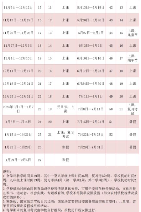 2023 2024年广州中小学校历 附开学 放假 寒假时间