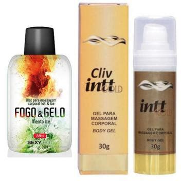 Kit Relax Fresh Gel Relaxante Famoso Cliv Intt Gold Óleo de Massagem Hot Fogo e Paixão Menta Ice