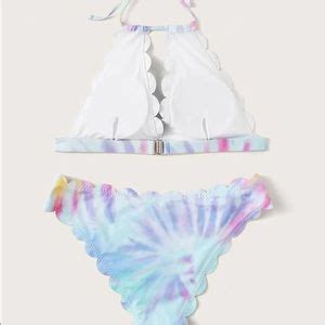 Swim Nwt Tie Dye Halter Scallop Trim Bikini Set Poshmark