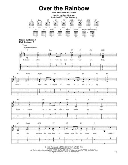 Over The Rainbow By Ey Yip Harburg Guitar Tablature Digital