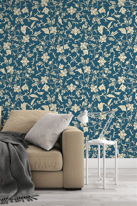 William Morris dark wallpaper floral - Peel and Stick - Traditional Wa ...