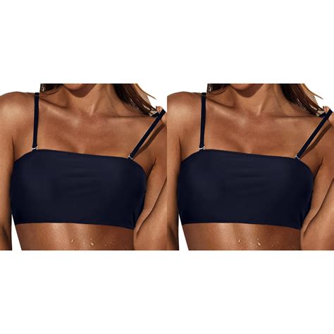 Pack Women Removable Shoulder Strap Swimwear Tops Strapless Bikini Top Bandeau Swim Top Tube