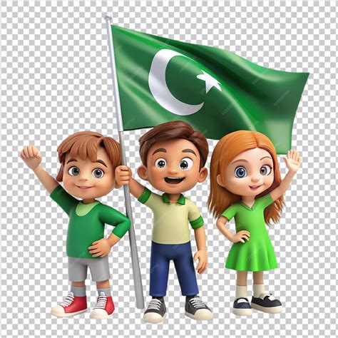 3d kids design with pakistani flag png | Premium AI-generated PSD