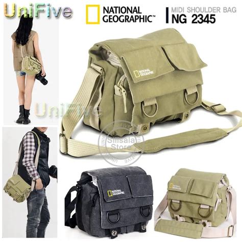 Khaki Canvas National Geographic NG 2345 DSLR Camera Shoulder Bag for ...