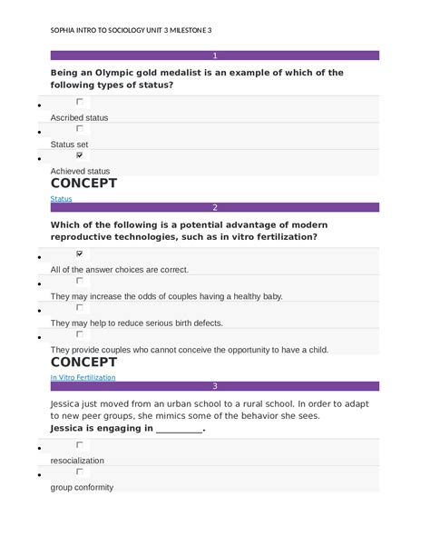 SOPHIA UNIT 3 MILESTONE 3 INTRO TO SOCIOLOGY Scholarfriends