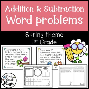 Spring Themed Addition And Subtraction Word Problems First Grade