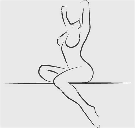 Artistic Nude In Classical Poses Linear Sketch