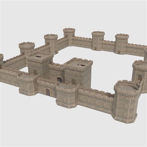 Muros Torres Y Puertas Del Castillo Modelo 3D 40 Blend Dae Fbx