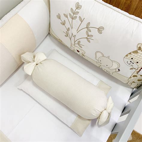 Kit Enxoval de Berço Savanah Nude Peças Baby Enxoval Enxovais para Bebês