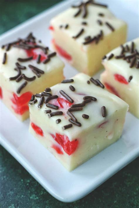 White Chocolate Cherry Fudge Easy 4 Ingredient Fudge Recipe