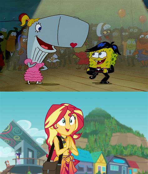 SpongeBob and Pearl Amazed Sunset Shimmer by NoahIsHere18 on DeviantArt