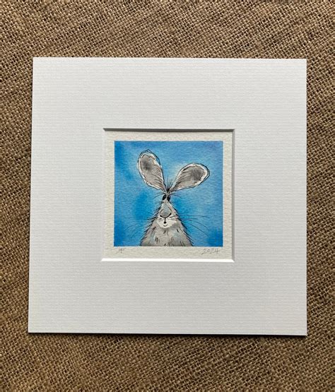 Mini Hare Original Watercolour Painting Hare Art Hare Painting Etsy Uk