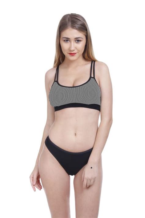 Buy Beach Curve Women Cotton Bra Panty Set For Lingerie Set Pack Of Color Black